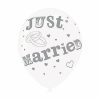 Just Married White/Silver Latex Balloon