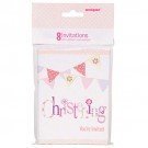 Pink Bunting Christening Invitations