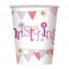 Pink Bunting Paper Christening Cups