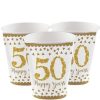 Sparkling Golden 50th Anniversary Paper Party Cups