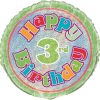18" Foil Prism Happy 3rd Birthday Balloon