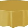 Round Gold Plastic Tablecloth