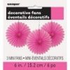 Mini Hot Pink Tissue Paper Fan Decorations