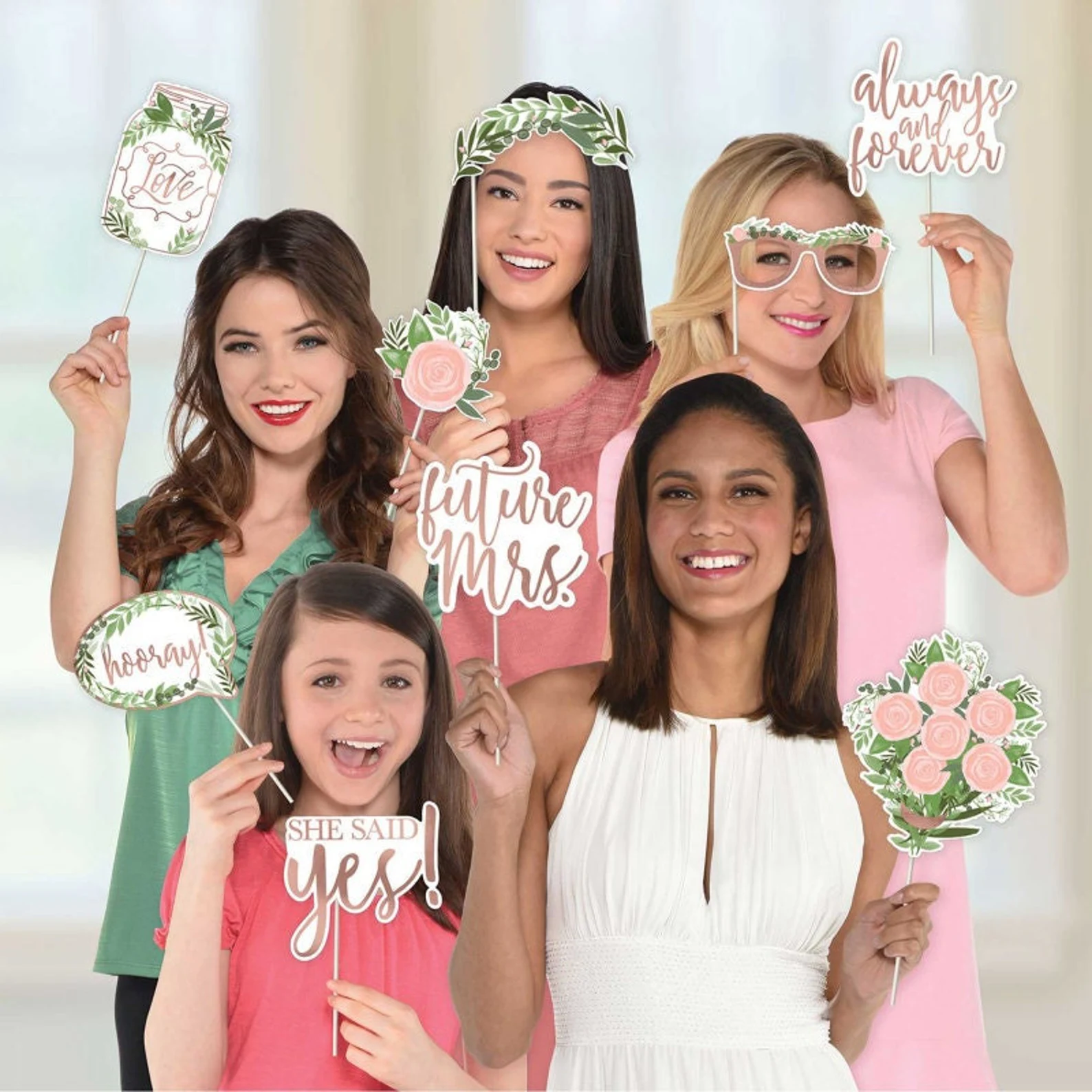 Wedding Engagement Bridal Shower Party Photo Prop Kit