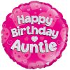 Happy Birthday Auntie Holographic Round Foil Helium Balloon 46cm / 18 in Copy