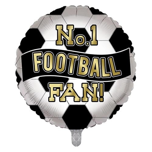 18″ No.1 Football Fan Black & White Foil Balloon