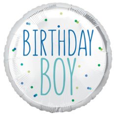 18 inch Blue Dots Birthday Boy Foil Balloon