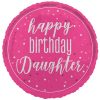 18 inch Happy Birthday Daughter Glitz Pink & Silver Foil Balloon