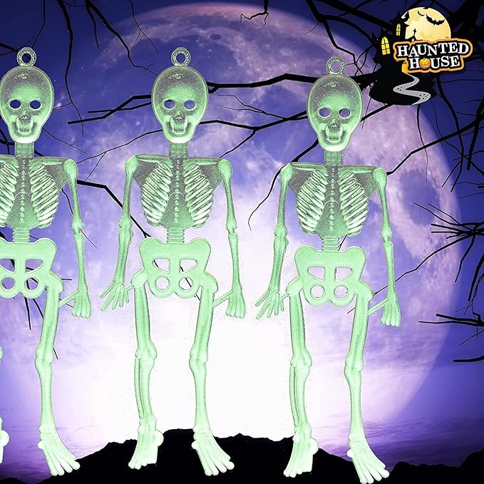 Halloween Party Glow in The Dark Hanging Plastic Skeletons - Image 6