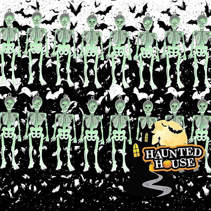 Halloween Party Glow in The Dark Hanging Plastic Skeletons - Image 4