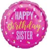 18 inch Happy Birthday Sister Pink Foil Balloon