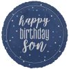 18 inch Happy Birthday Son Glitz Blue & Silver Foil Balloon