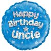 Happy Birthday Uncle Holographic Round Foil Helium Balloon 46cm / 18 in