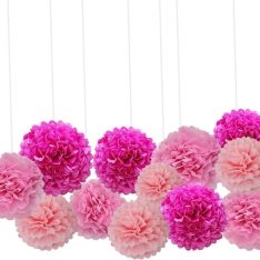 40cm Hot Pink Tissue Paper Pom Pom Party Decoration