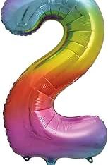 Rainbow Number 2 Helium Foil Giant Balloon 86 cm / 34 inch Copy