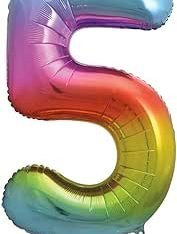 Rainbow Number 5 Helium Foil Giant Balloon 86 cm / 34 inch Copy