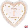Happy 1st Anniversary Heart Foil Balloon