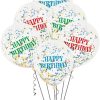 Assorted Happy Birthday Clear Latex Balloons with Bright Confetti (30cm) Pack of 6