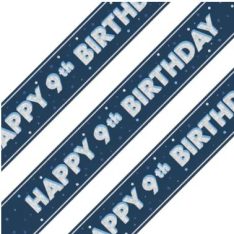 9ft Foil Glitz Blue & Silver 9th Birthday Banner