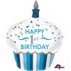 1st Birthday Cupcake Blue 36" Supershape Foil Balloon