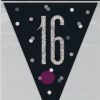 Black Glitz Age 16 Flag Banner Bunting