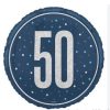 18" Foil Glitz Blue & Silver 50th Birthday Balloon