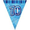 Blue Glitz Age 70 Flag Banner Bunting