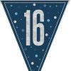 Blue Glitz Age 16 Flag Banner Bunting