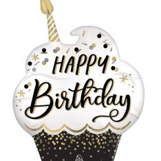 Happy Birthday Cupcake Supershape Foil Balloon, 31 Inches