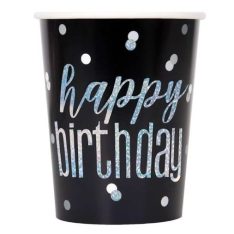 Elegant Happy Birthday Paper Cups 8pk
