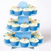 Cupcake Stand - Blue Foil Confetti Design