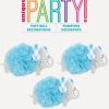 Blue Elephant 9" Pom Pom Hanging Decoration 3pck