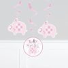 Pink Baby Elephant Hanging Swirl Decorations 3pck