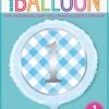 Blue Gingham 1st Birthday Helium Foil Balloon - 18"