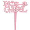It's a Girl Pink Plastic Cake Picks (12cm) Pack of 8
