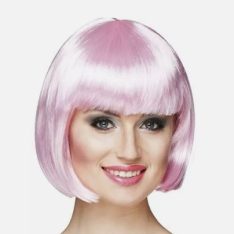 Light Pink Short Bobbed Wig With Fringe