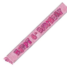 9ft Foil Glitz Pink & Silver 6th Birthday Banner