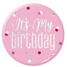 Glitz Pink & Silver Birthday Badge