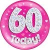 Jumbo Badge 60 Today Pink Holographic Dot