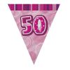 9ft Glitz Pink & Silver 50th Birthday Bunting Banner