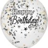 Foil Silver Glittering Birthday Confetti Balloons, Pack of 6