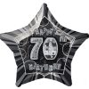 Black Glitz 70 Happy Birthday Star Foil Balloon - 20"
