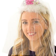Bride To Be Tiara With Fur And White Veil