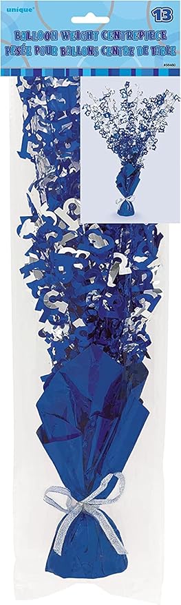 Birthday Balloon Weight Spray Centrepiece - 13th Blue & Silver - Image 2