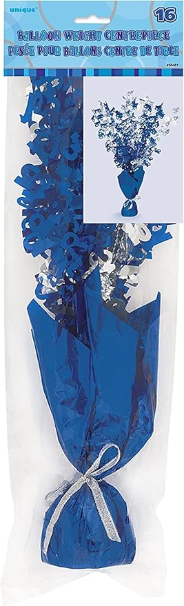 Birthday Balloon Weight Spray Centrepiece - 16th Blue & Silver - Image 2