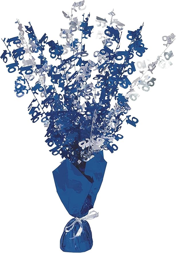 Birthday Balloon Weight Spray Centrepiece – 16th Blue & Silver