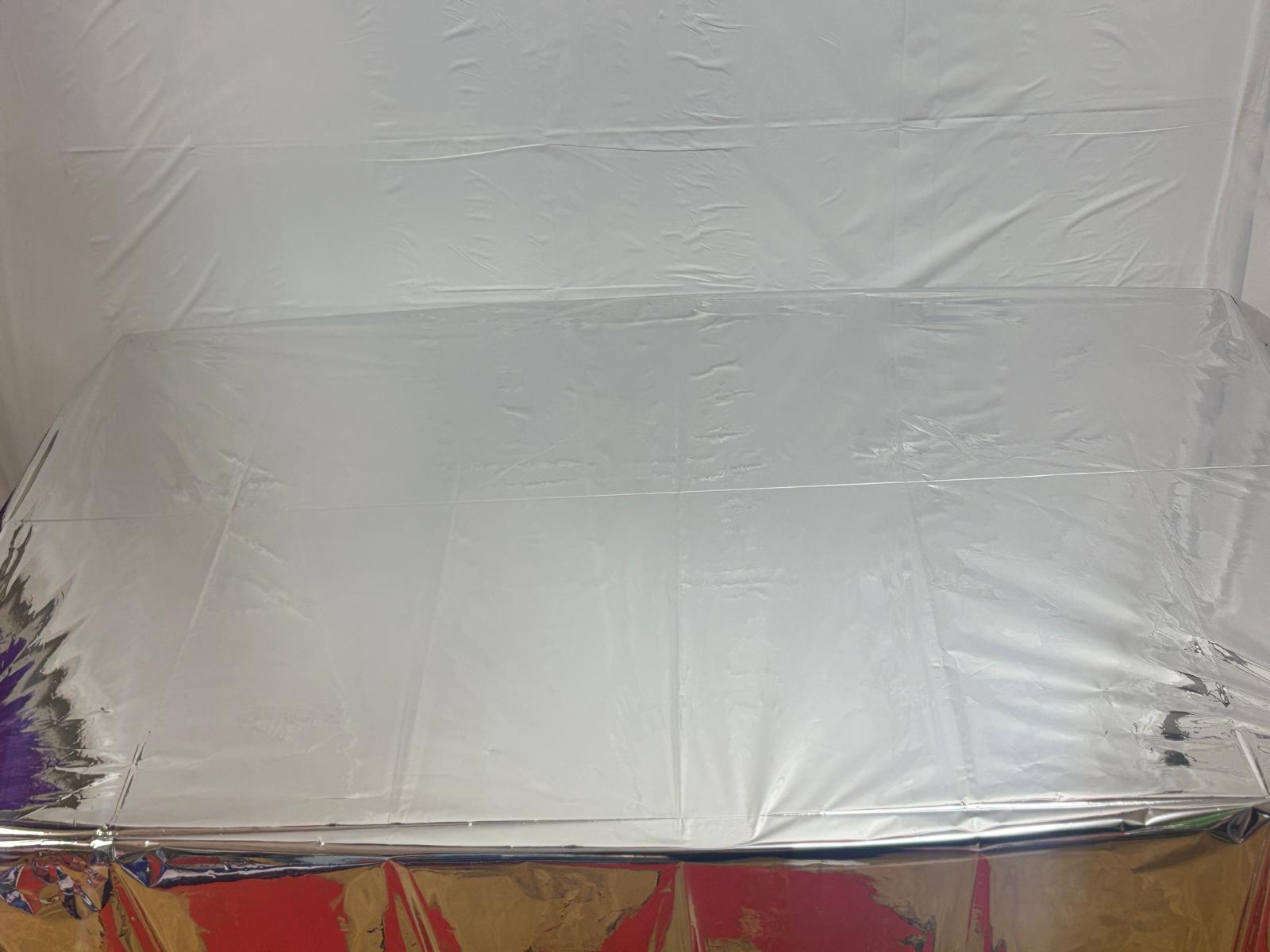 Foil Silver Plastic Tablecloth, 9ft x 4.5ft - Image 9