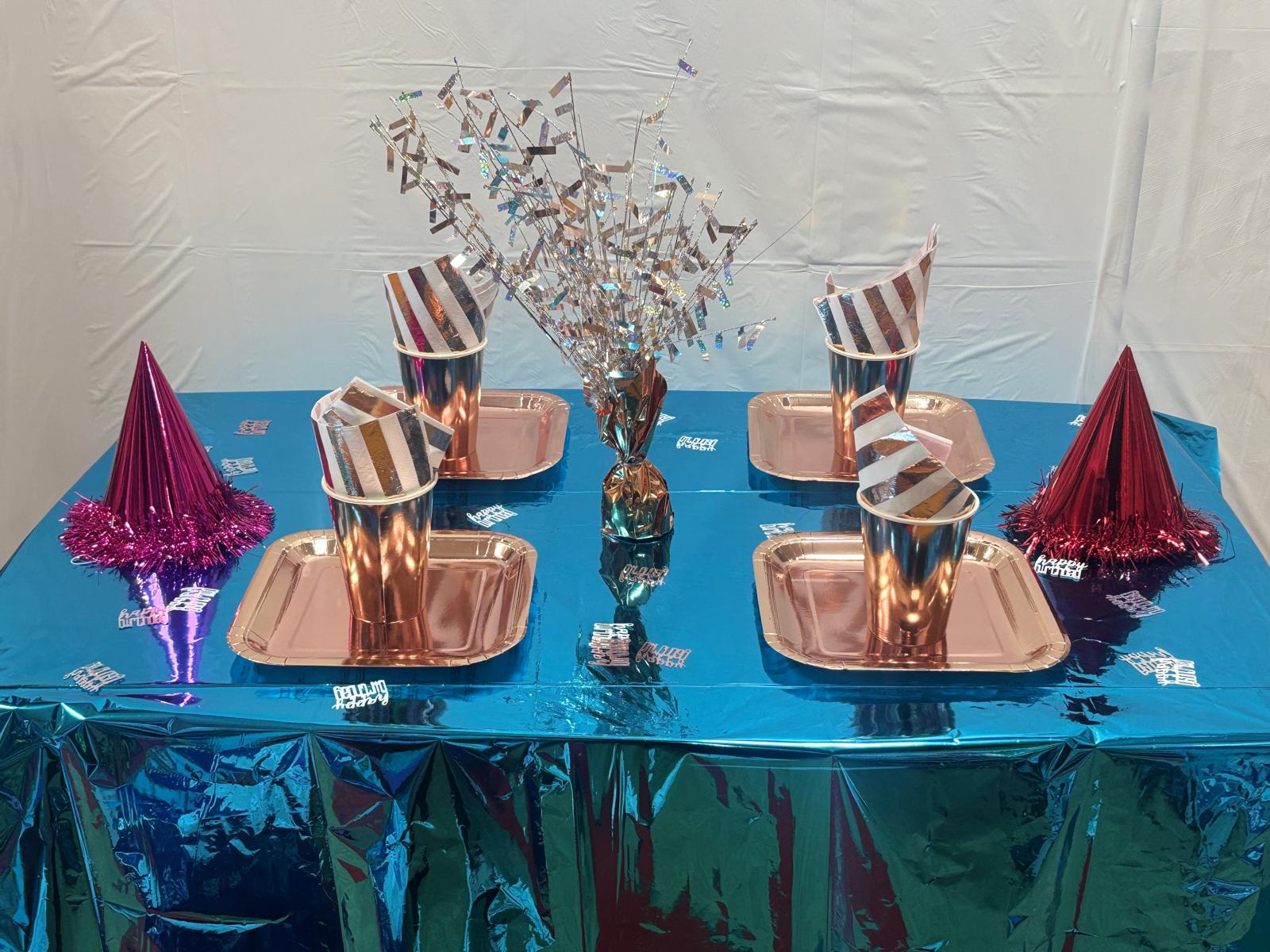 3 x Foil Pale Blue Plastic Tablecloth, 9ft x 4.5ft - Image 5