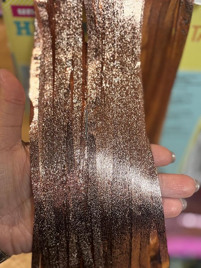 3pcs 2M X 1M Metallic Tinsel Curtains Aluminium Foil Flow Silk Curtain, Frosted Rose Gold - Image 3