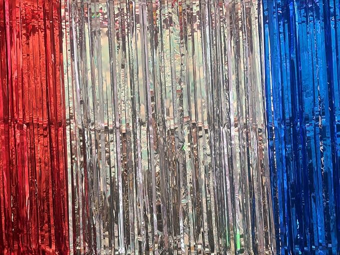 3pcs 2M X 1M Metallic Tinsel Curtains Aluminium Foil Flow Silk Curtain, Independence Day - Image 3